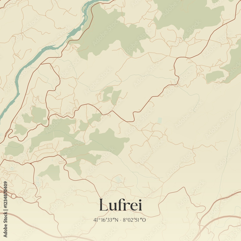 Fototapeta premium Vintage map of Lufrei, Portugal.