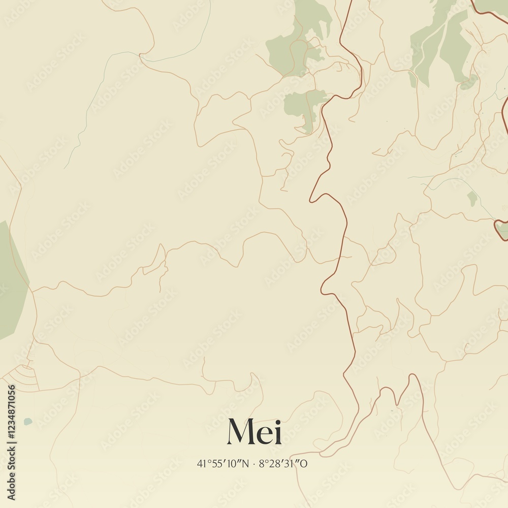 Fototapeta premium Vintage map of Mei, Portugal. 