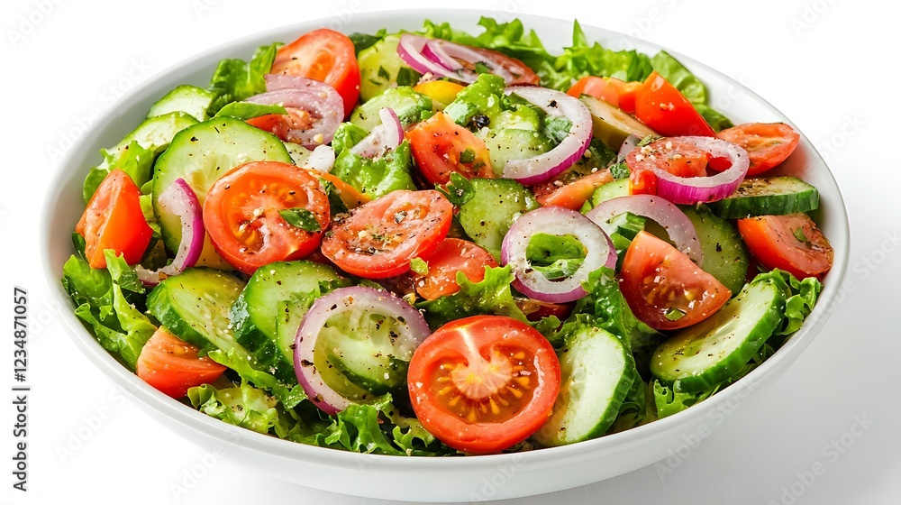 Tasty and fresh salad with tomato onion cucumber mint olive food menu Tasty and fresh salad with tomato onion cucumber mint olive food menu