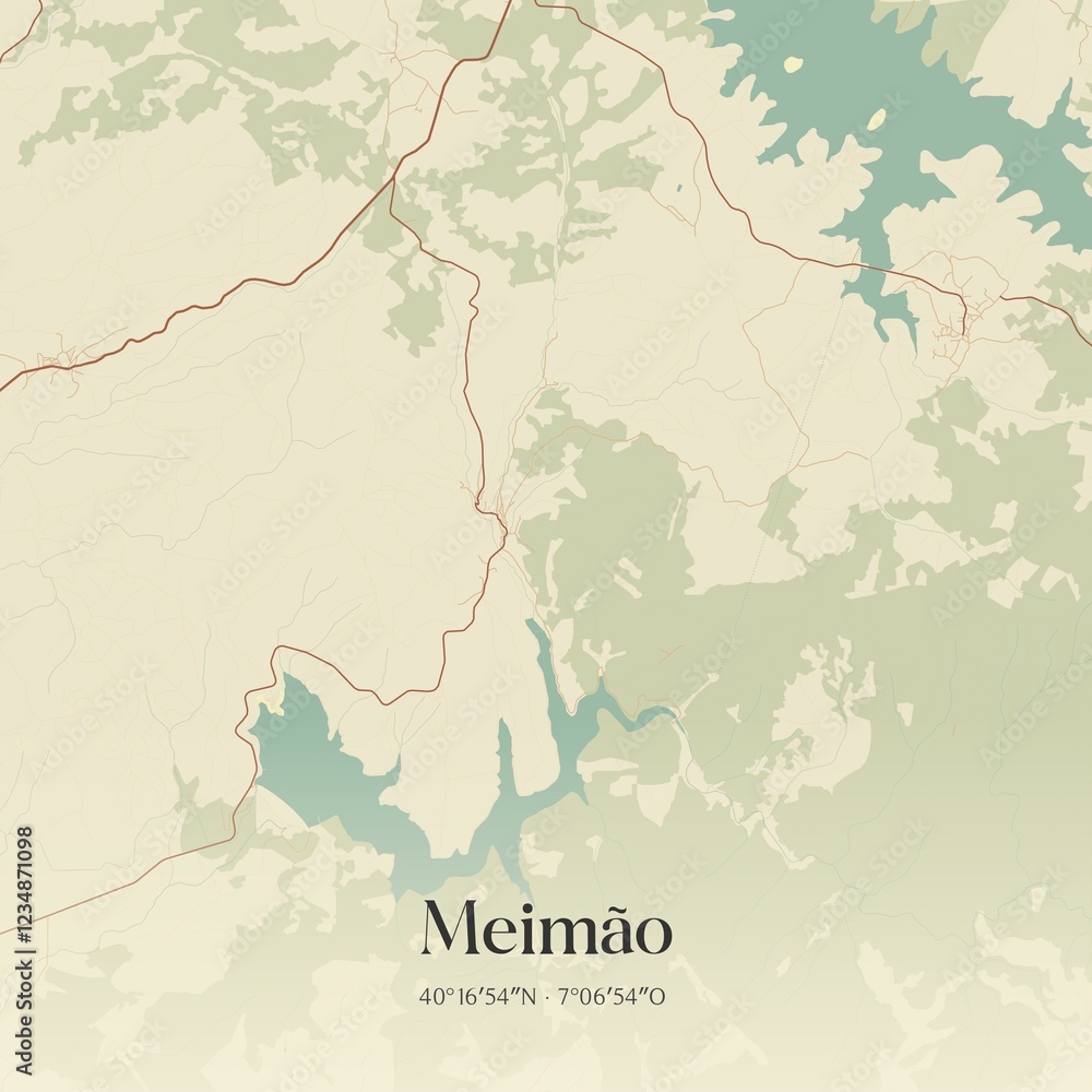 Obraz premium Vintage map of Meimão, Portugal.