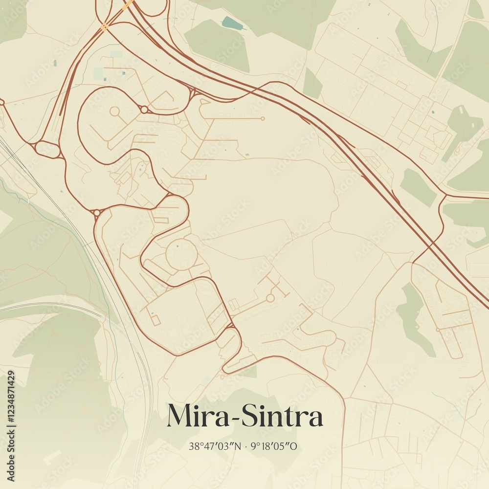 Fototapeta premium Vintage map of Mira-Sintra, Portugal.