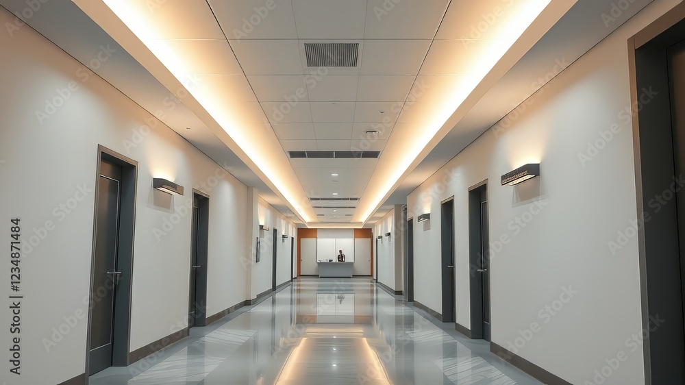 Obraz premium Modern Medical Office Reception Corridor Mockup - Minimalist Interior Design