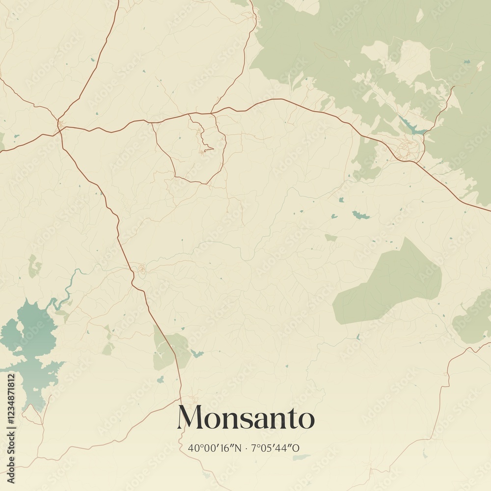 Obraz premium Vintage map of Monsanto, Portugal. 
