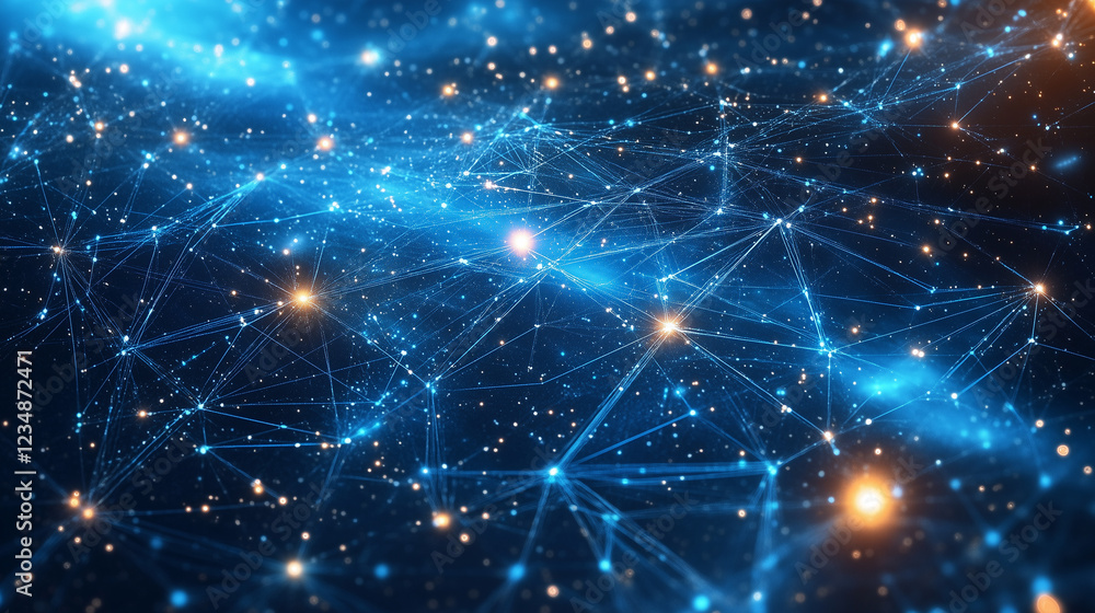 A futuristic view of space with glowing digital elements integrated into a cosmic background. Galaxy, space, cosmic A futuristic view of space with glowing digital elements integrated into a cosmic background. Galaxy, space, cosmic