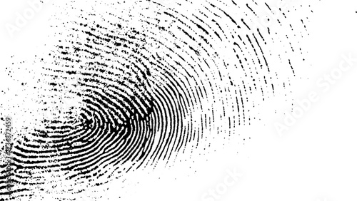 Fingerprint on a white background. Fingerprint hand palm texture isolated on white background. Finger Print on white Paper. Black and White.
