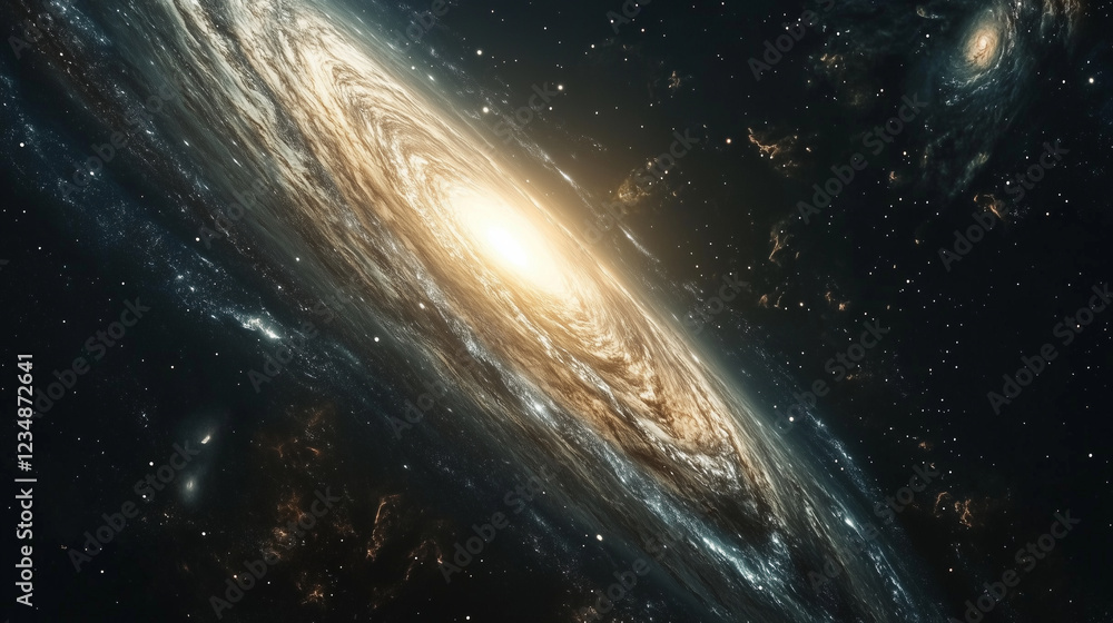 Fototapeta premium A surreal cosmic vortex pulling in light and energy, creating a mesmerizing effect. Galaxy, space, cosmic