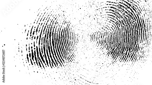 Black and white fingerprint on isolated background, vector illustration, high resolution photography, insanely detailed, fine details