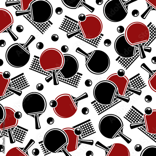 Ping Pong background, pattern set. Collection icons ping pong. Vector