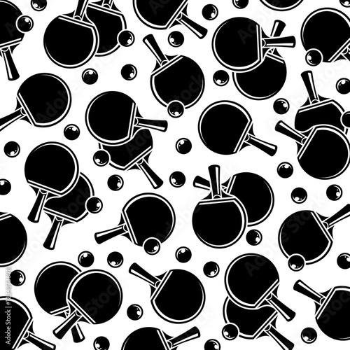 Ping Pong background, pattern set. Collection icons ping pong. Vector