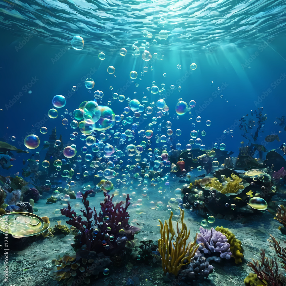 Fototapeta premium Underwater with bubbles.