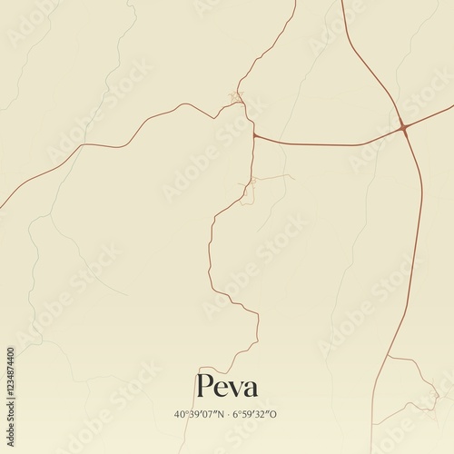 Vintage map of Peva, Portugal.  photo