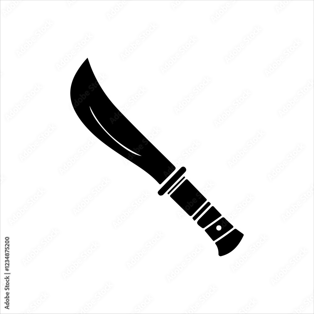 Knife machete vector icon silhouette illustration design on white background. Knife machete vector icon silhouette illustration design on white background.