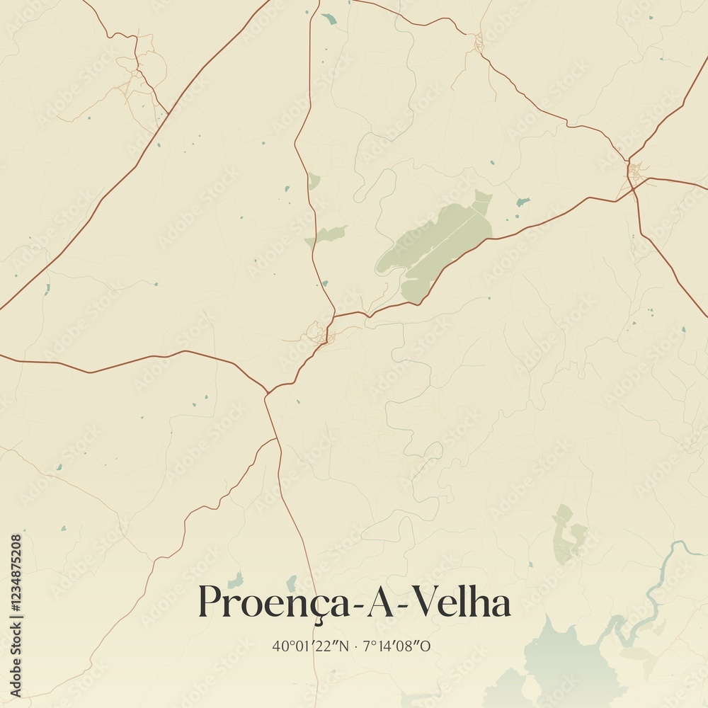 Obraz premium Vintage map of Proen�a-A-Velha, Portugal. 