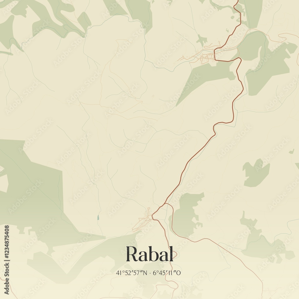 Fototapeta premium Vintage map of Rabal, Portugal.