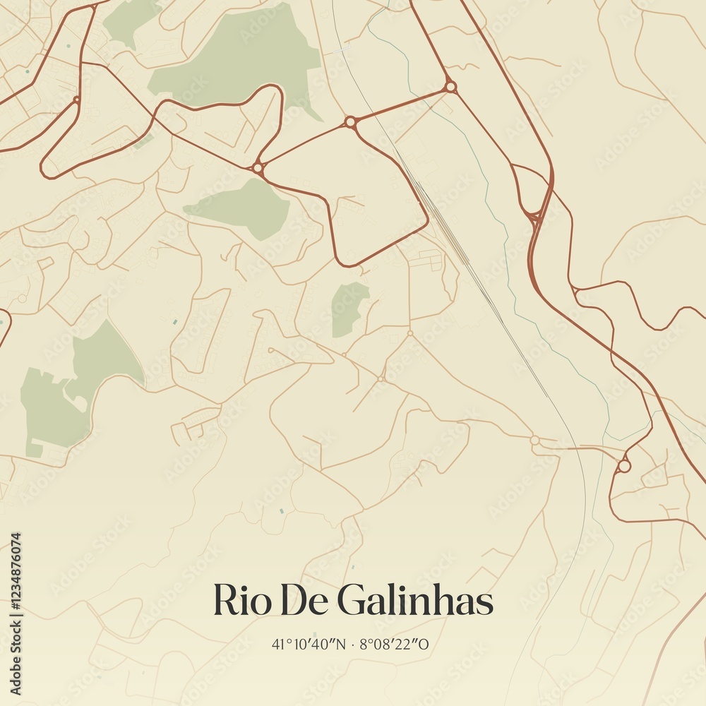 Fototapeta premium Vintage map of Rio De Galinhas, Portugal.