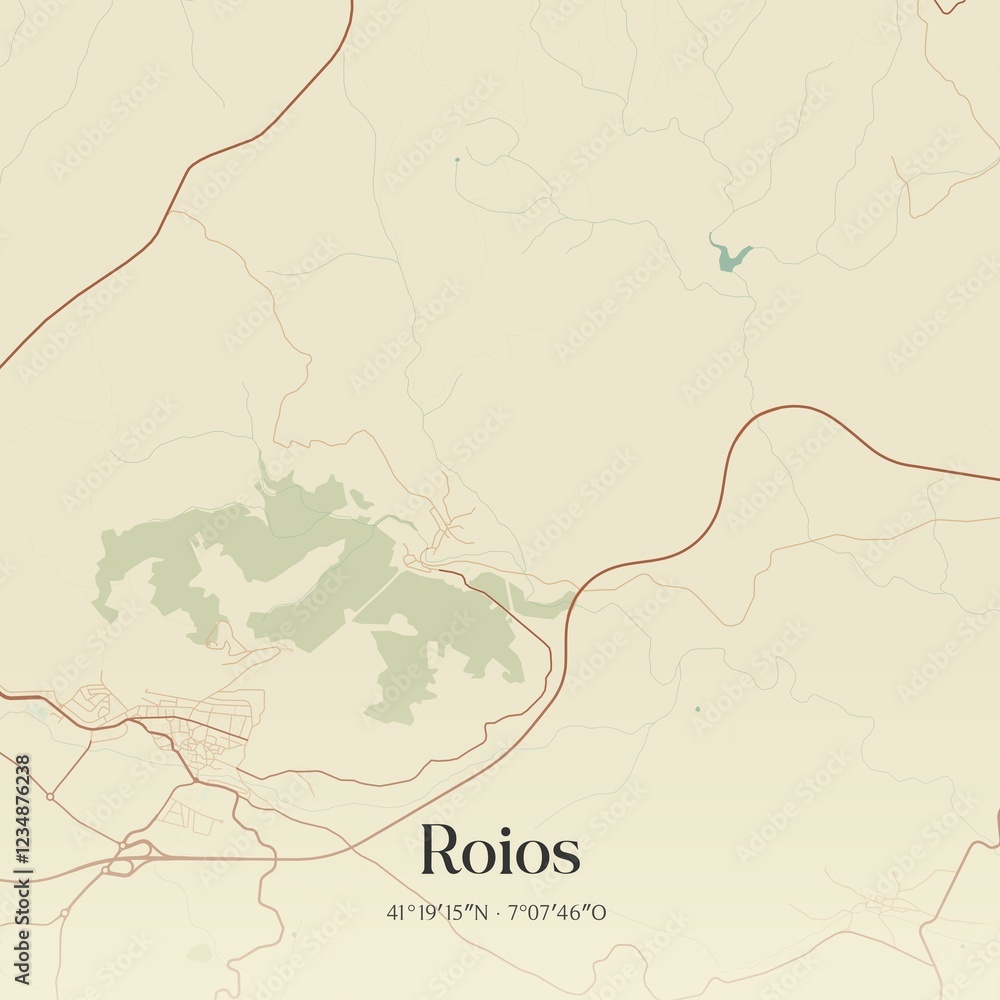 Fototapeta premium Vintage map of Roios, Portugal.