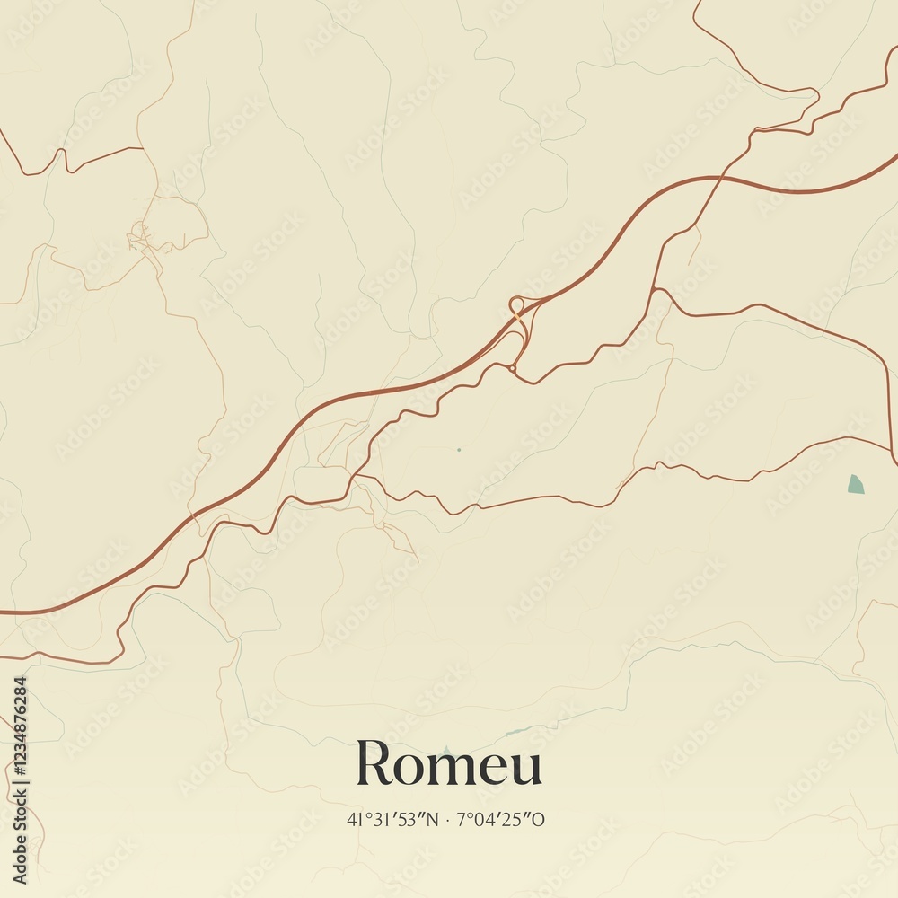 Obraz premium Vintage map of Romeu, Portugal. 