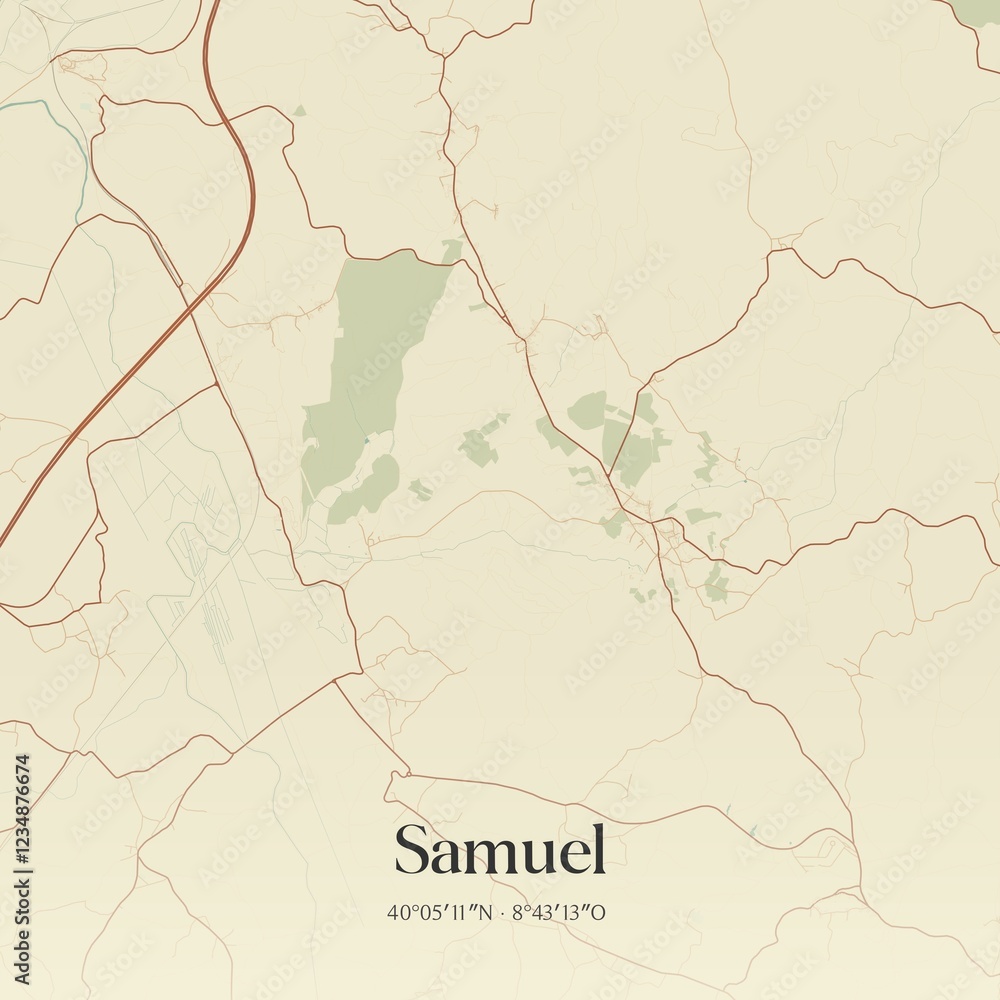 Obraz premium Vintage map of Samuel, Portugal. 