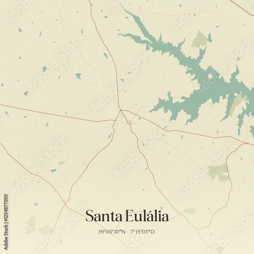 Vintage map of Santa Eul�lia, Portugal.  photo