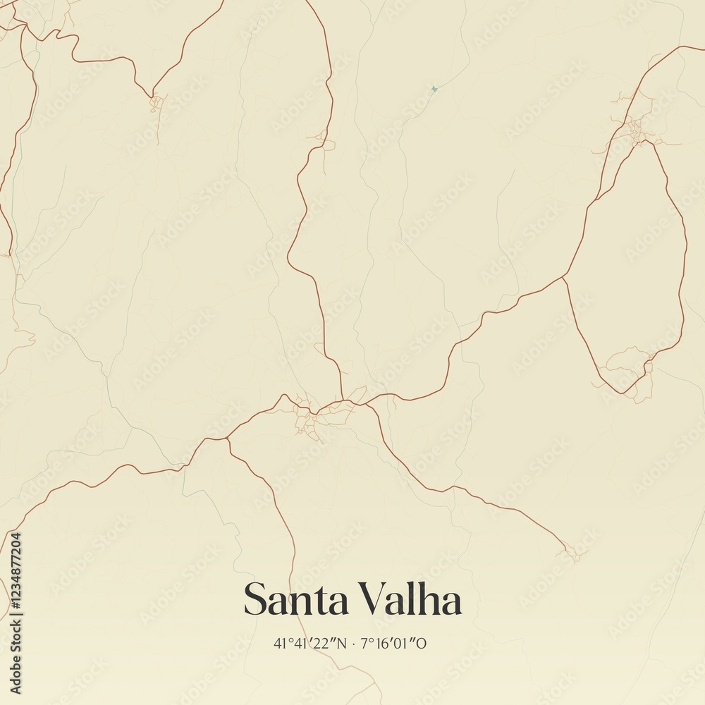 Obraz premium Vintage map of Santa Valha, Portugal. 