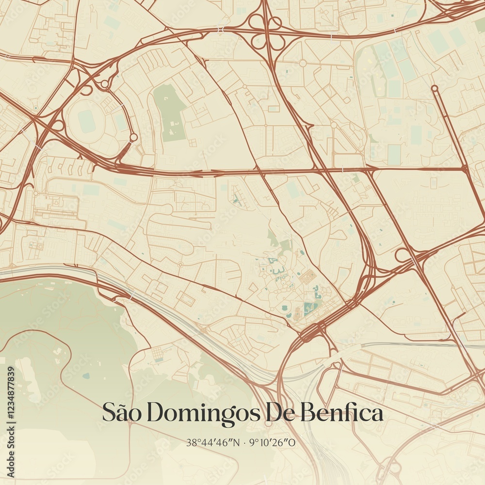Fototapeta premium Vintage map of São Domingos De Benfica, Portugal.