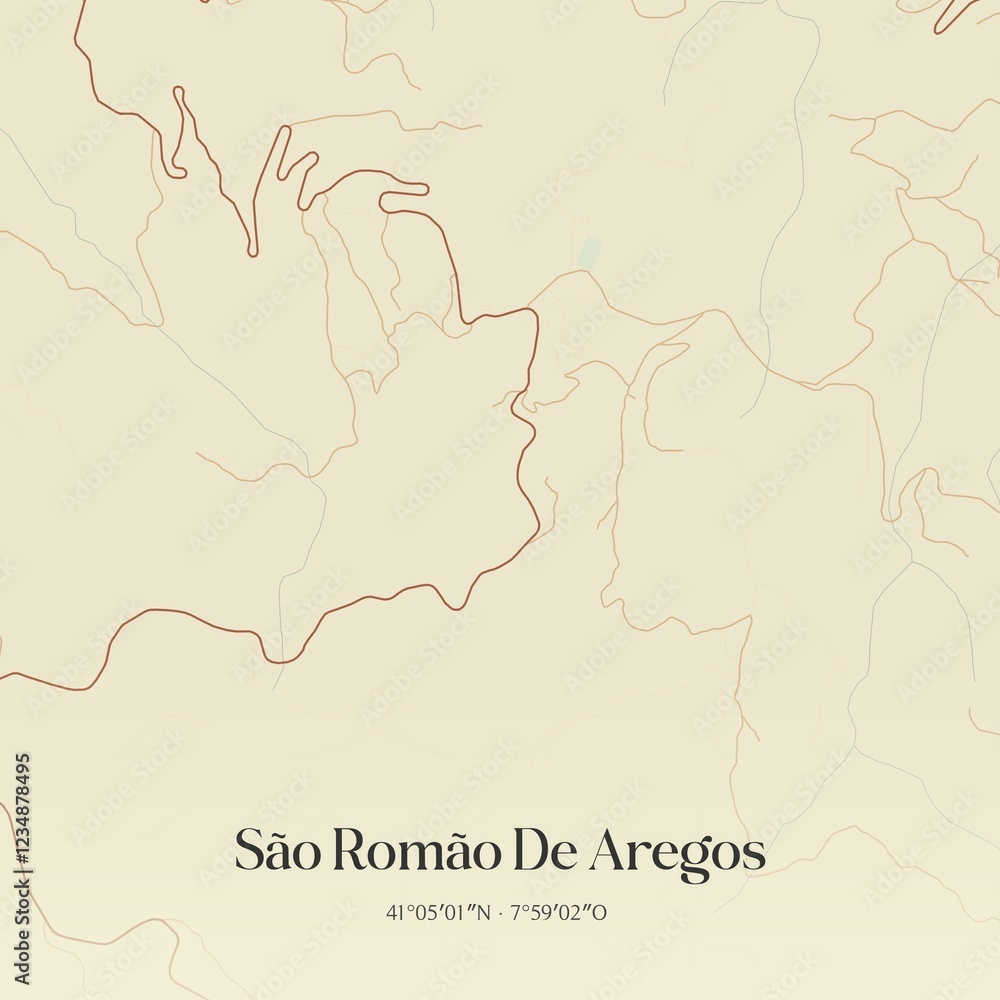 Fototapeta premium Vintage map of São Romão De Aregos, Portugal.