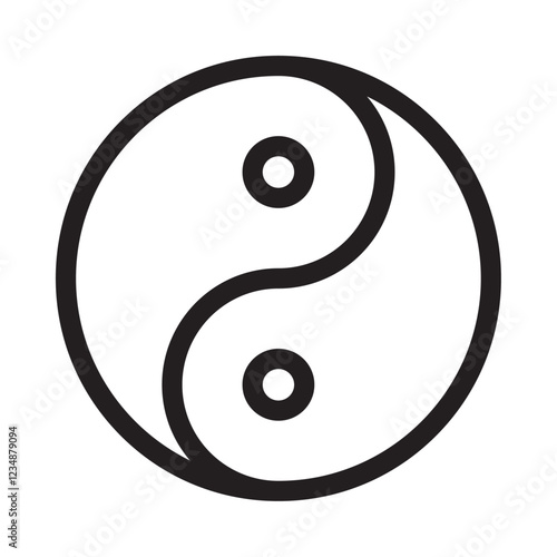 Ying Yang Icon Isolated flat vector in outline
