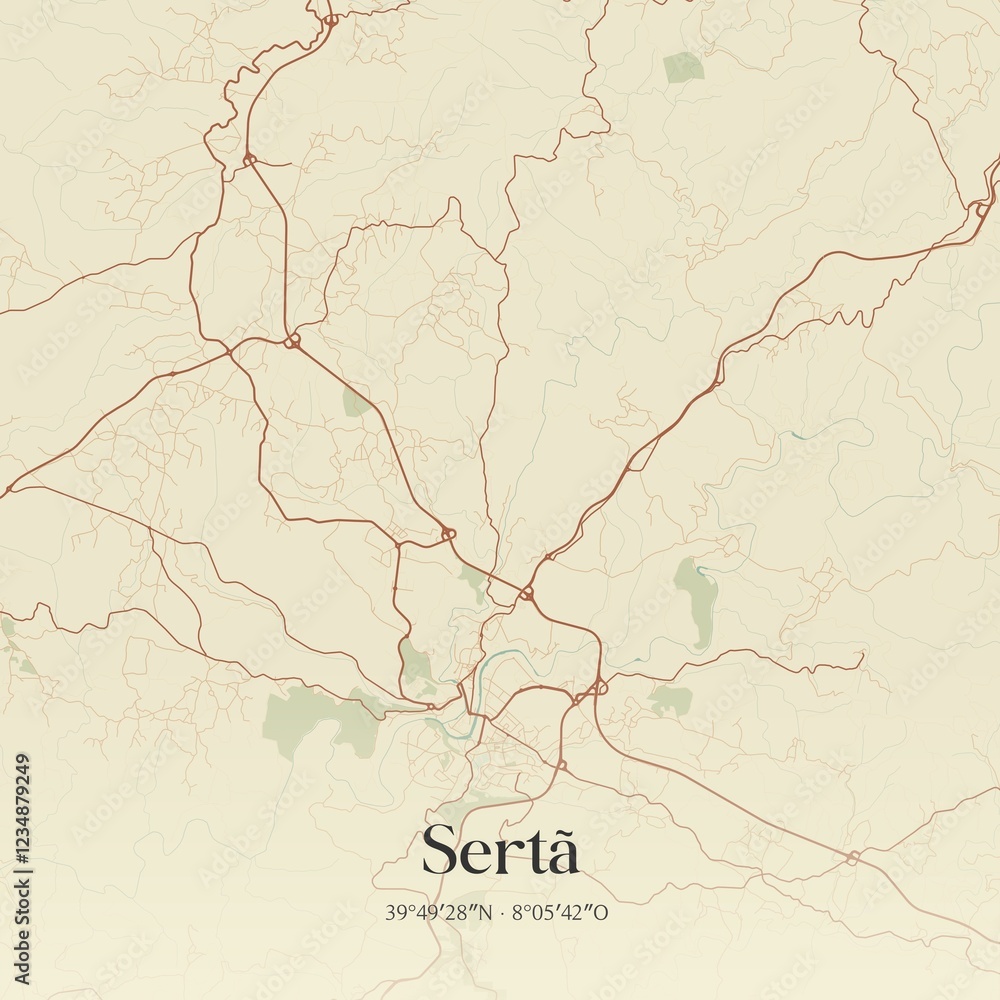 Fototapeta premium Vintage map of Sertã, Portugal.