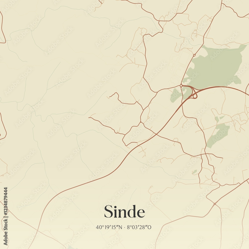 Fototapeta premium Vintage map of Sinde, Portugal. 