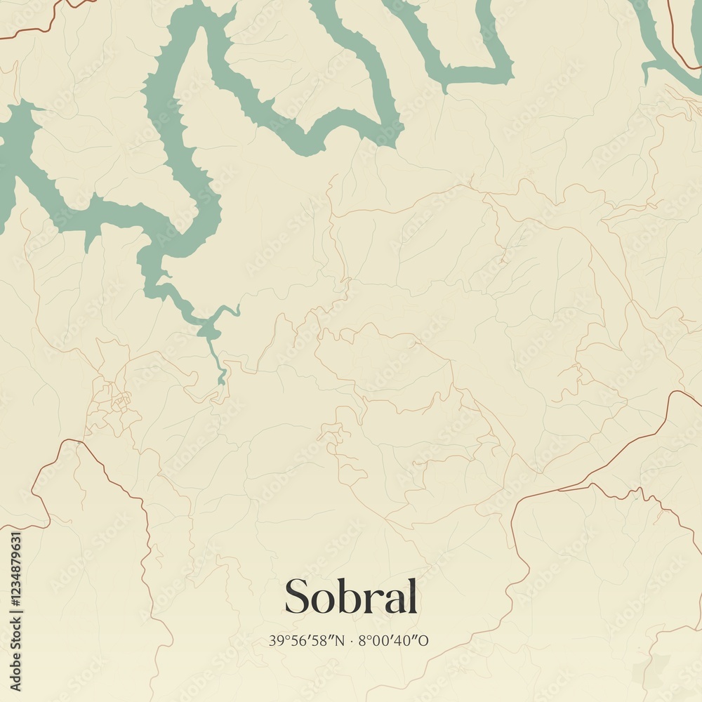 Obraz premium Vintage map of Sobral, Portugal.