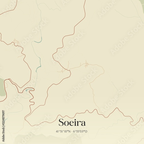 Vintage map of Soeira, Portugal.  photo