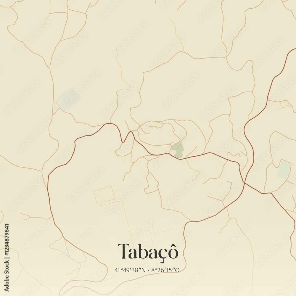 Obraz premium Vintage map of Taba��, Portugal. 