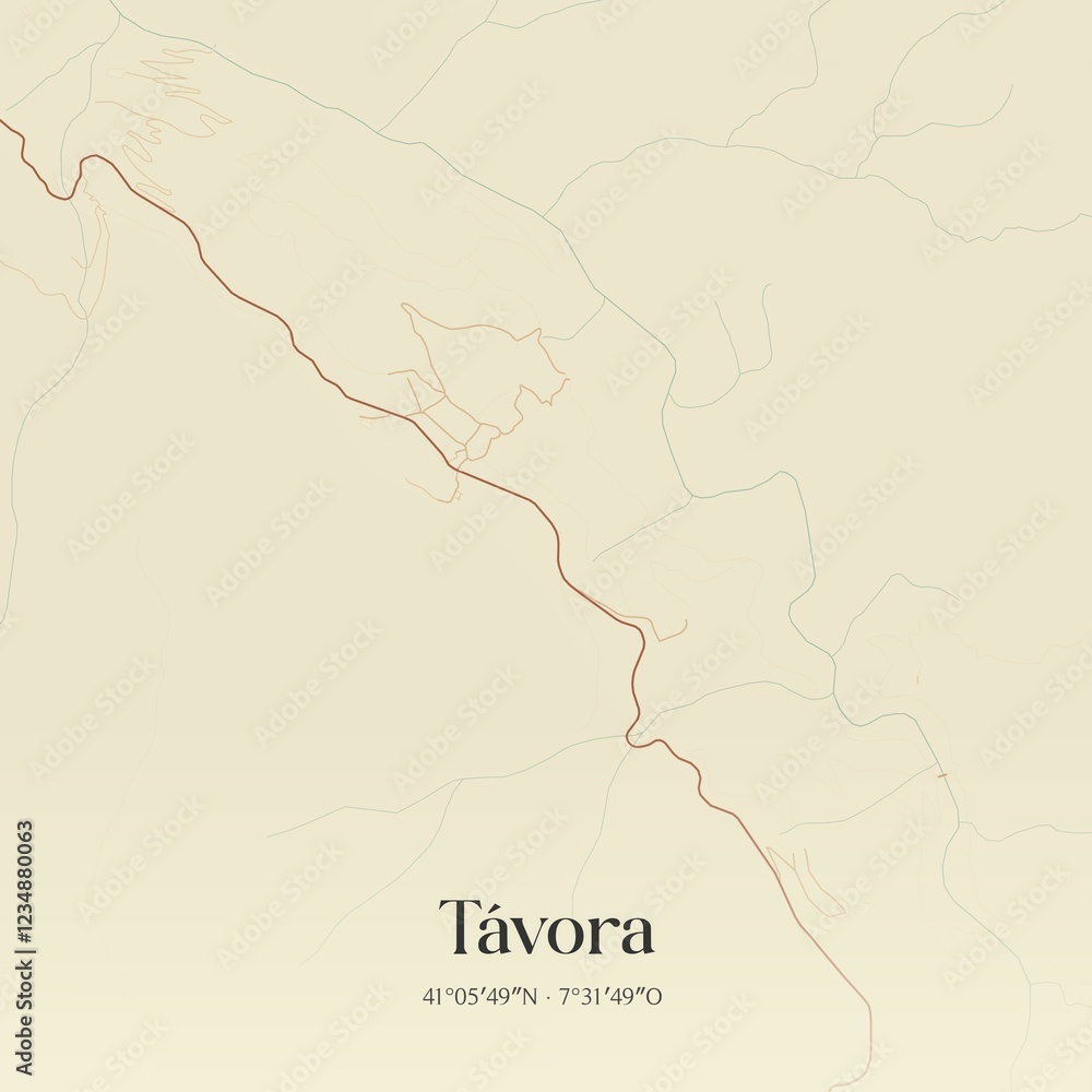 Naklejka premium Vintage map of T�vora, Portugal. 