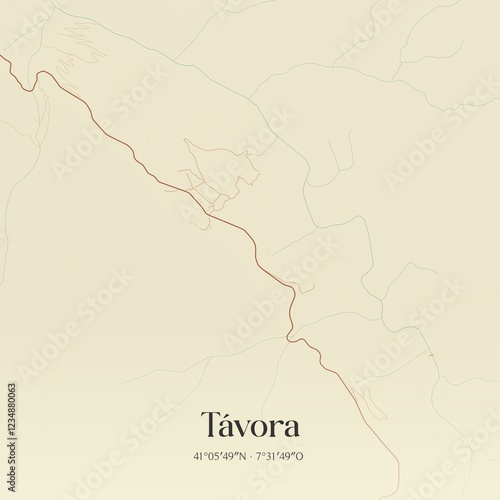 Vintage map of T�vora, Portugal.  photo