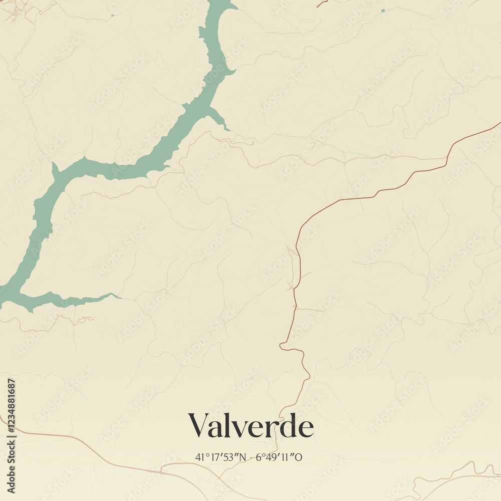 Fototapeta premium Vintage map of Valverde, Portugal. 