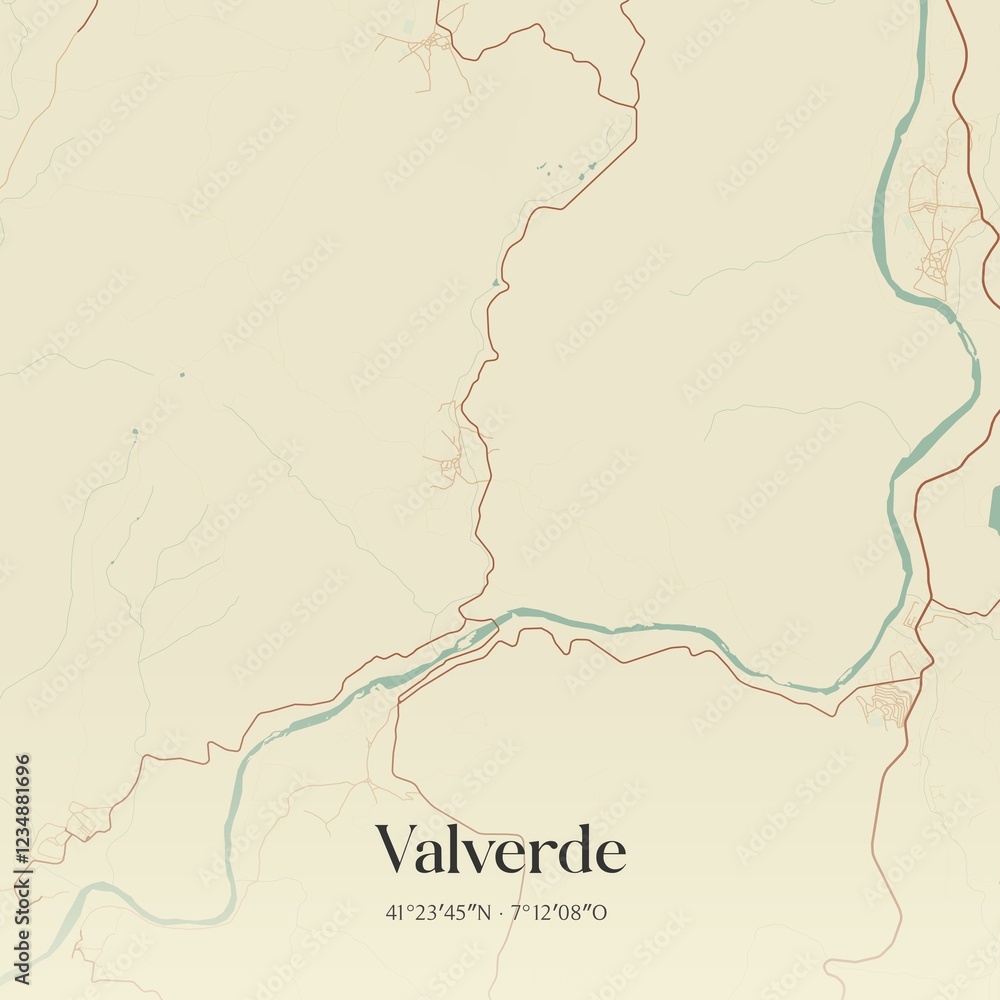 Fototapeta premium Vintage map of Valverde, Portugal. 