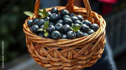 Wallpaper Mural Plaited Pine Blueberry Basket - Fresh Highbush Berries Torontodigital.ca