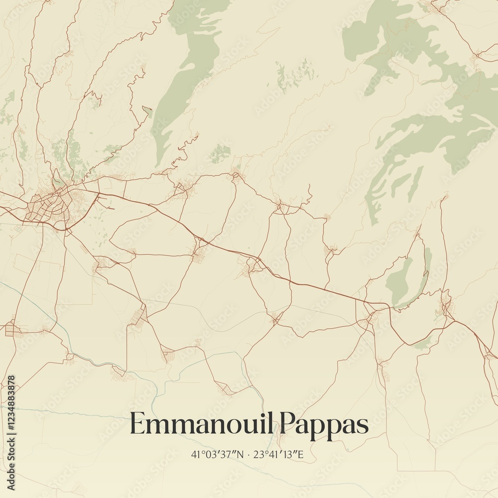 Obraz premium Vintage map of Emmanouil Pappas, Greece.