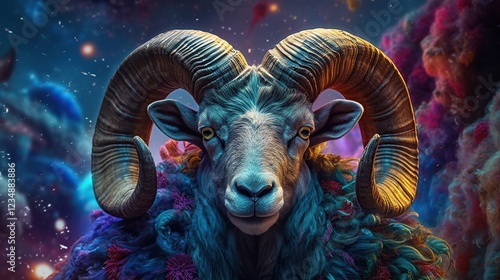 Aries the ram Zodiac Sign vibrant color Generative AI photo