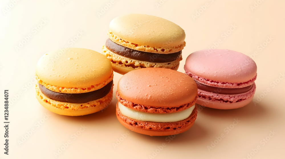 Colorful macarons on pastel background, sweet treat, dessert photography, food blog use Colorful macarons on pastel background, sweet treat, dessert photography, food blog use