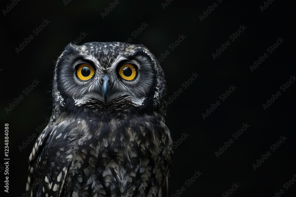 Fototapeta premium grey owl with black background