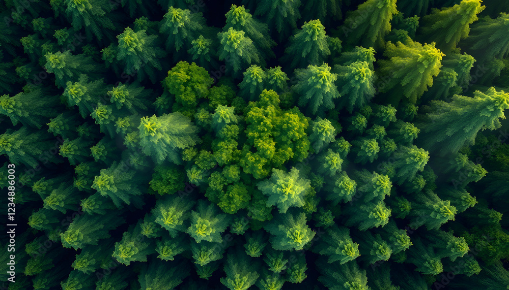 Aerial view of a green forest with a small area of vibrant green trees, highlighting nature, conservation, environmental themes, and woodland landscapes Aerial view of a green forest with a small area of vibrant green trees, highlighting nature, conservation, environmental themes, and woodland landscapes