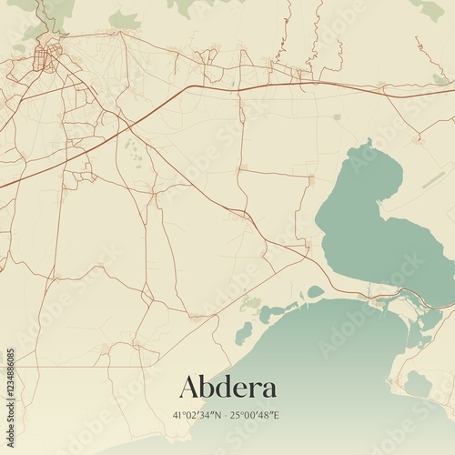 Vintage map of Abdera, Greece. photo