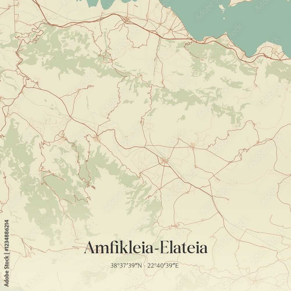 Obraz premium Vintage map of Amfikleia-Elateia, Greece.