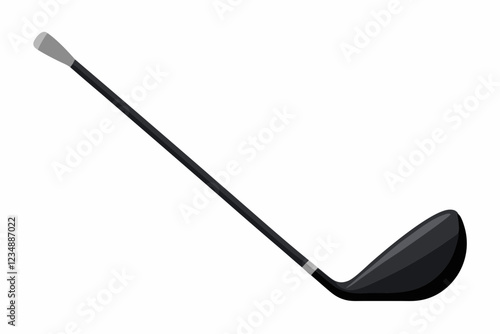 Black Close-Up of Iron or Wedge Golf Club - Flat Vector Design