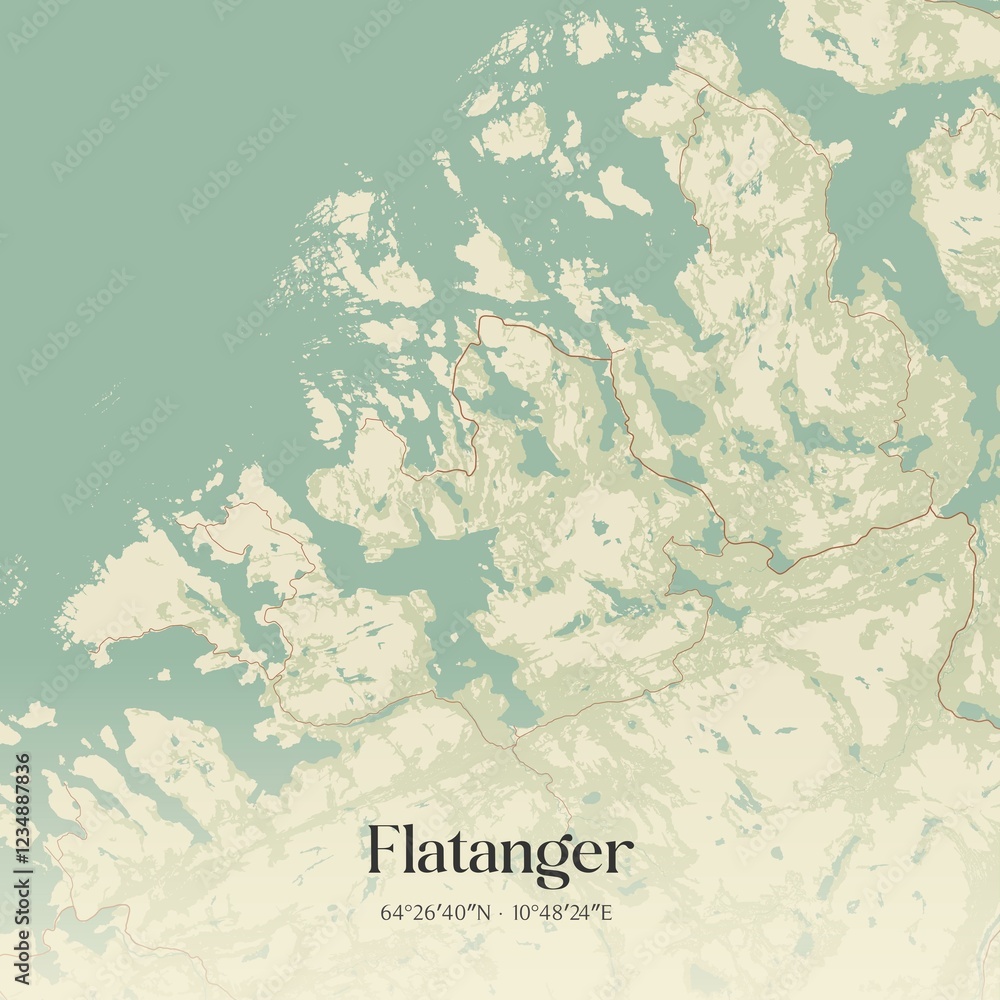 Naklejka premium Vintage map of Flatanger, Norway.