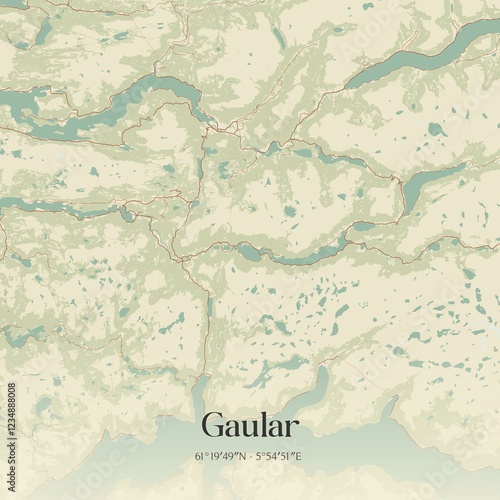 Vintage map of Gaular, Norway. photo