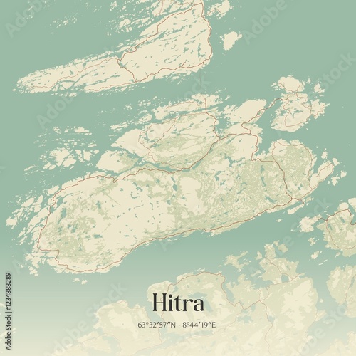 Vintage map of Hitra, Norway. photo