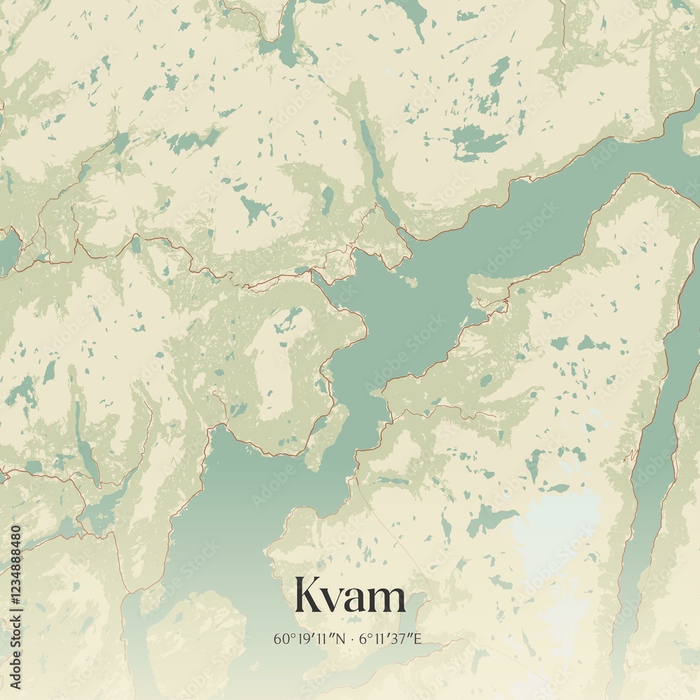 Obraz premium Vintage map of Kvam, Norway.