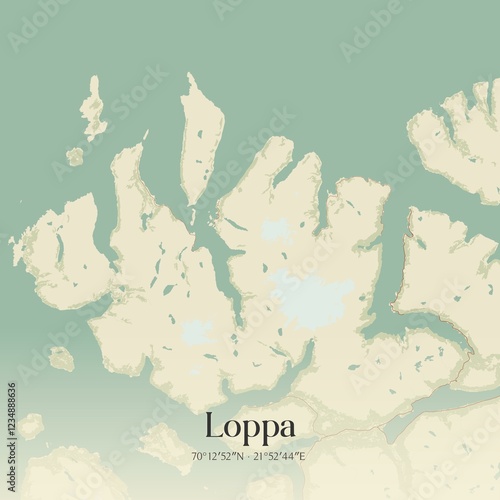 Vintage map of Loppa, Norway. photo